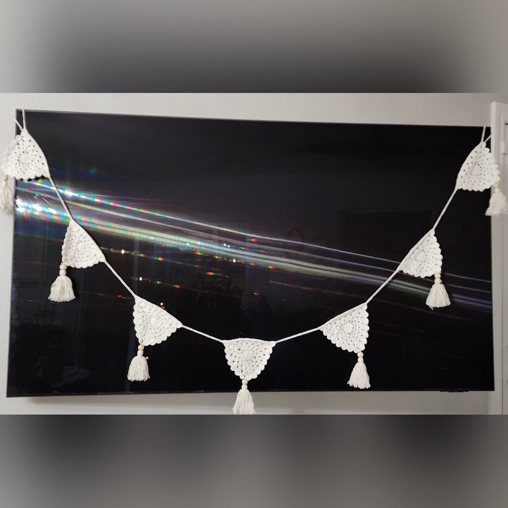 Boho‎ Granny Bunting Crochet Decorative Wall Hanging Beige New With Tag